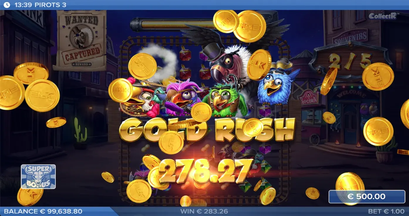 Schermata Gold Rush Win di Pirots 3