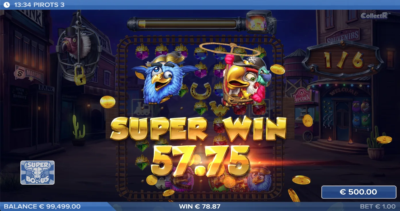 Schermata Super Win di Pirots 3