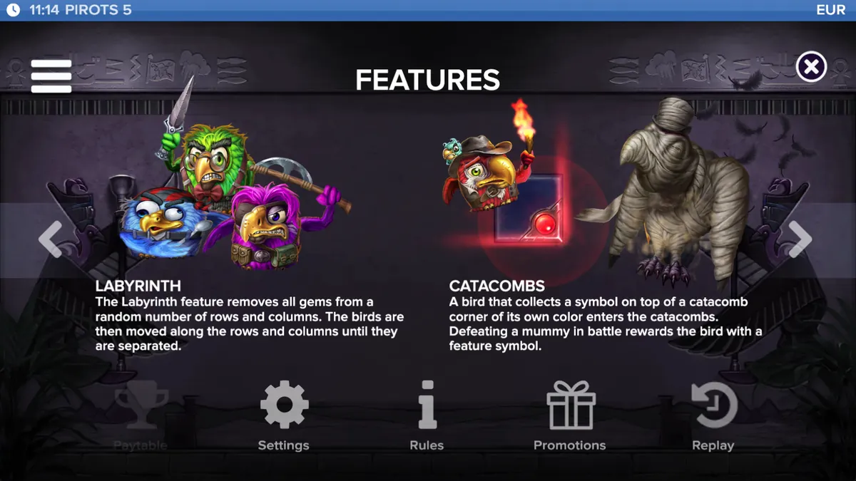 Le catacombe e la funzione Labyrinth in Pirots 5