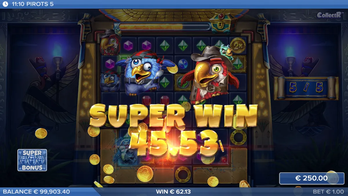 Schermata Super Win di Pirots 5