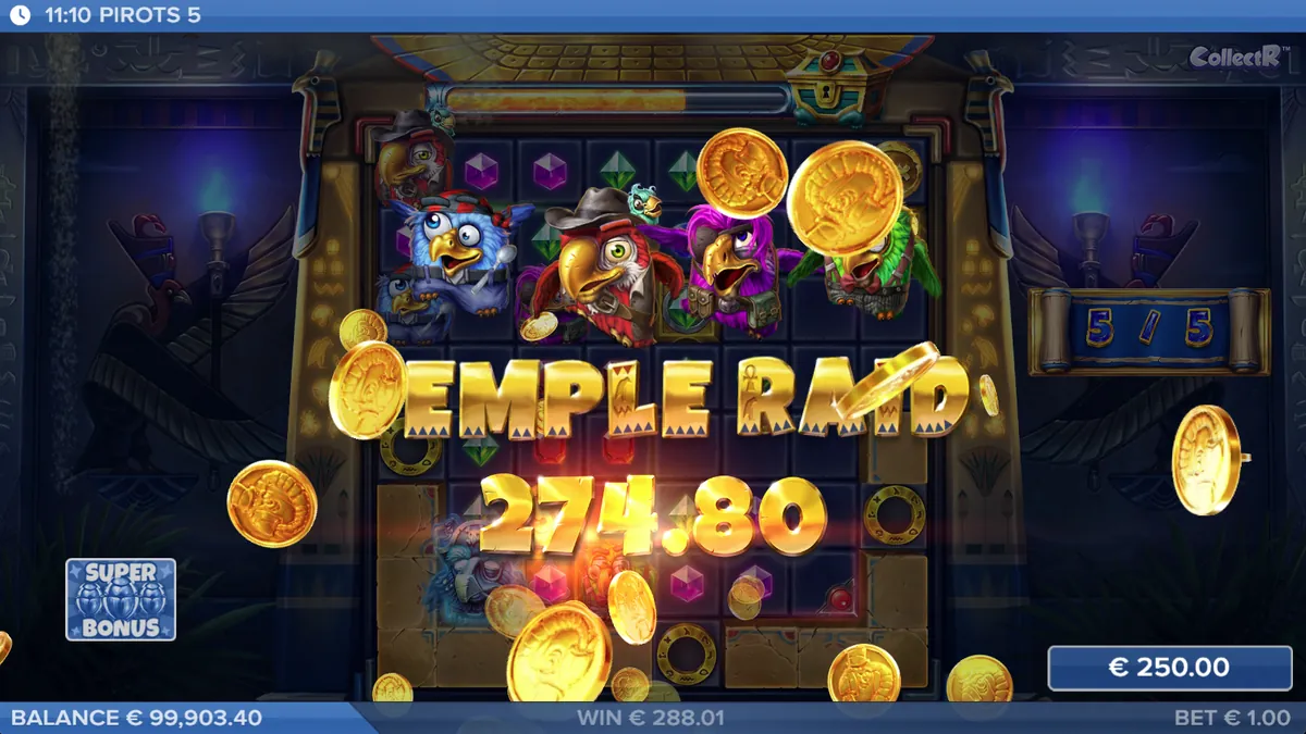 L'avventura nel tempio e la raccolta dei token in Pirots 5