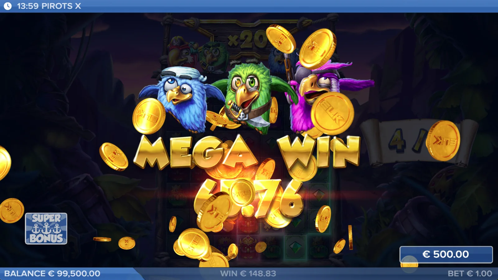 Schermata Mega Win di Pirots X